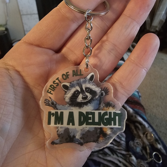 Raccoon Keychain - Black and White - Picture 9 of 12
